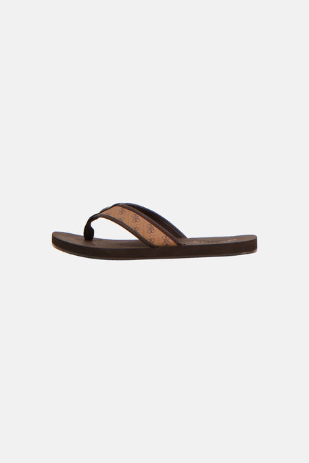 Mules marron Guess avec un motif logo sur les brides.