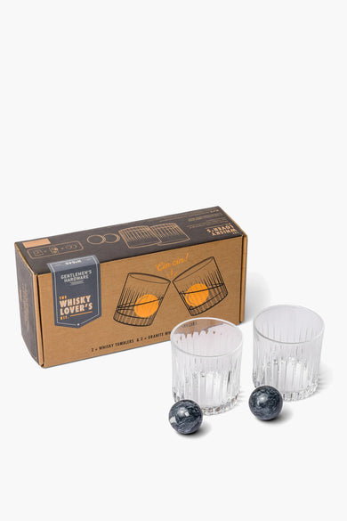 Multicolor whisky tumbler geschenk van Gentlemen's Hardware, met twee glazen en twee whisky chillers.