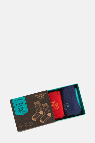Multicolor sokken cadeauverpakking van Gentlemen's Hardware met fietsmotieven en diverse kleuren.
