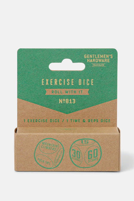 Boules à cadeaux multicolores de Gentlemen's Hardware, avec des exercices et des temps imprimés sur une boîte en carton.