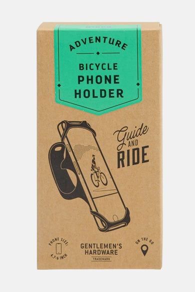 Veelkleurige geschenkset van Gentlemen's Hardware, verpakt in een kartonnen doos met afbeelding van een telefoonhouder voor fietsen.