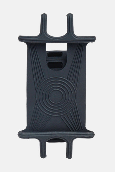 Zwartkleurige telefoonhouder van Gentlemen's Hardware, met een patroon van cirkels en stralen.