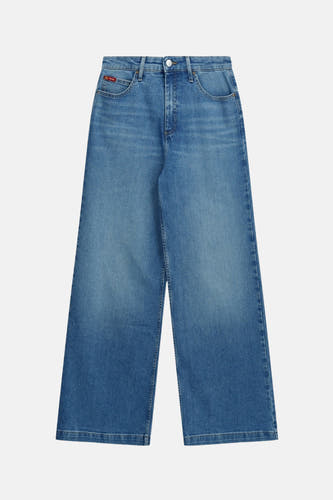 Blauw denim jeans wide van Lee Cooper® met rechte pijpen en zakken.