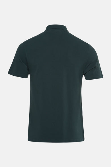 Groene polo met korte mouwen van POMPEII, gezien van achteren.
