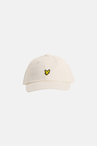 Ecru pet van Lyle & Scott met geel logo detail op de voorkant.
