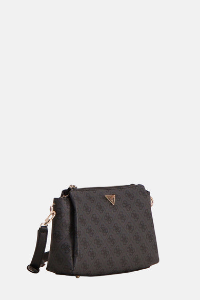 Sac à dos noir de Guess avec motif logo et détails dorés.