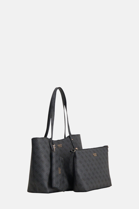 Sac à dos noir de Guess avec un imprimé logo complet et une poche amovible.
