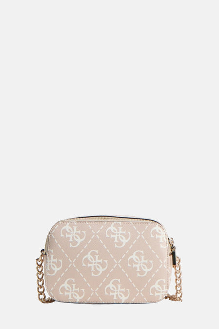 Sac écrue Guess Guess un logo logo logo logo et une chaîne en or.