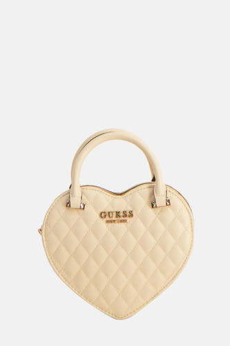 Sac à dos Guess bleu avec un motif de carreaux imprimé et des anses courtes.