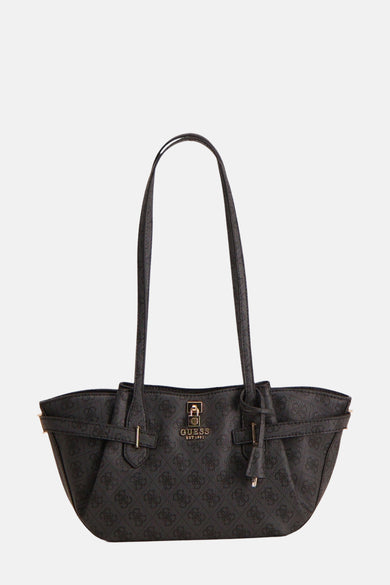 Sac à dos noir de Guess avec un motif logo subtil et des détails dorés.
