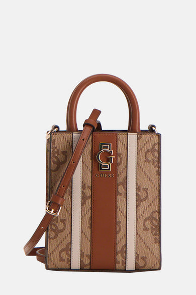 Sac à dos brun de Guess avec un logo imprimé et des accents bruns.