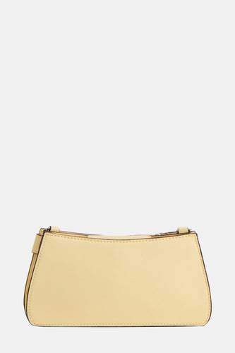 Gele schoudertas van Guess, met een subtiele textuur en afgewerkt met een donkere rand.