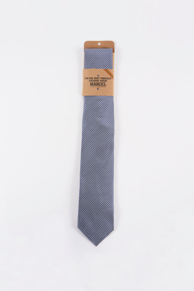 Daim bleu de Le Fabuleux Marcel de Bruxelles, avec un motif géométrique fin.