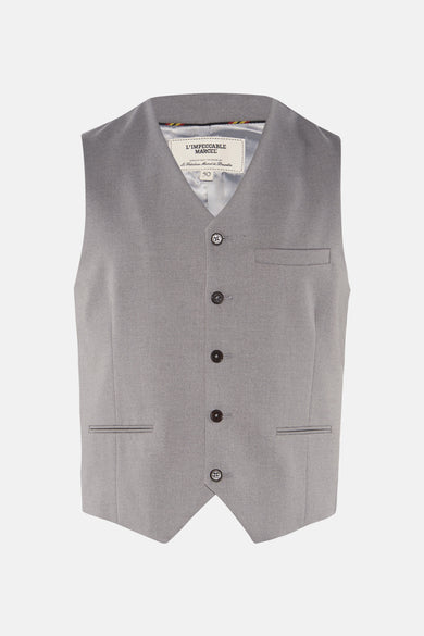Grijs gilet van Le Fabuleux Marcel de Bruxelles, met knopen en een borstzak.