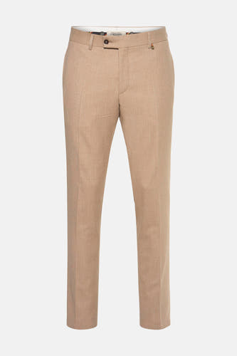 Pantalon de costume beige Le Le Fabux Marcel de Bruxelles, un un subtil motif et une ceinture lisse.