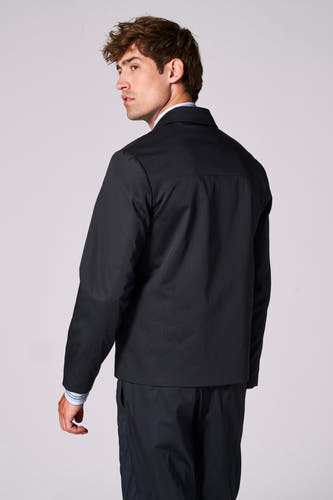 Blauwe blazer van Le Fabuleux Marcel de Bruxelles, met lange mouwen en een klassieke kraag.