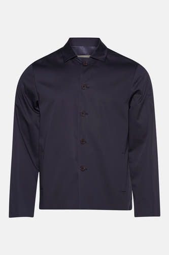 Blauwe blazer van Le Fabuleux Marcel de Bruxelles met bruine knopen en een effen ontwerp.

