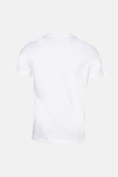 Wit T-shirt met korte mouwen van Calvin Klein, achterkant weergegeven op een effen achtergrond.