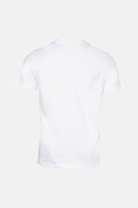 Wit T-shirt met korte mouwen van Calvin Klein, achterkant weergegeven op een effen achtergrond.