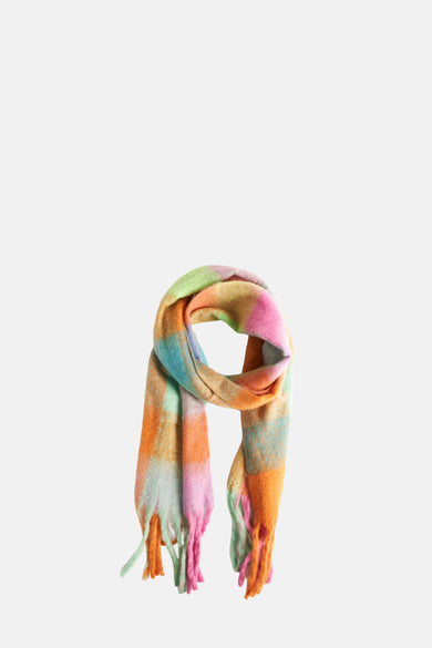 Écharpe d'hiver multicolore de Access® avec un motif tartan et des franges.