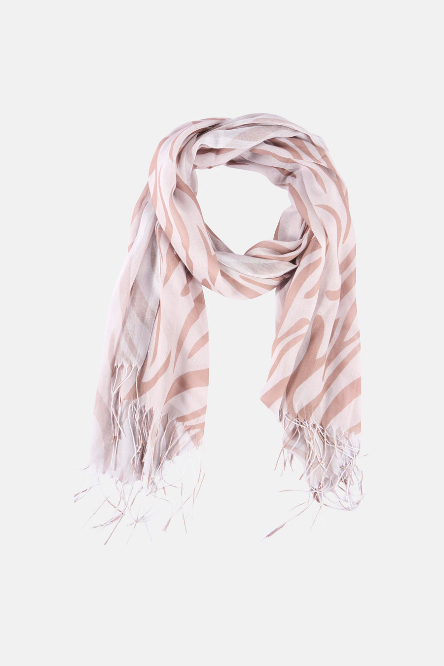 Écharpe d'été beige d'Access® avec un imprimé zèbre et des franges.
