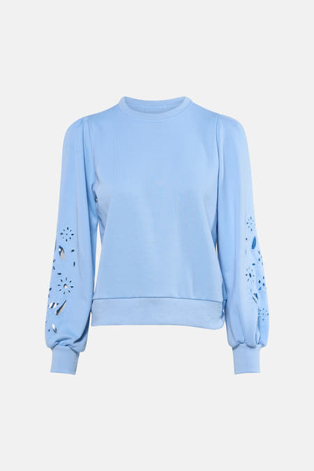 Blauwe sweater van HAILYS met lange mouwen en decoratieve uitsparingen.