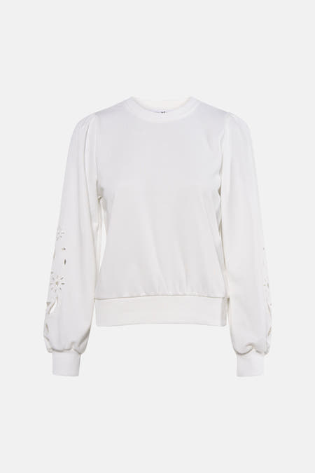 Witte sweater van HAILYS met lange mouwen en sierlijke, uitgesneden details.
