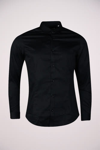 Zwart overhemd met lange mouwen van PREMIUM by JACK & JONES, met knoopsluiting aan de voorkant.