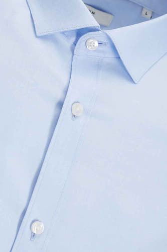 Blauw overhemd met lange mouwen van PREMIUM by JACK & JONES, met knoopsluiting en klassieke kraag.