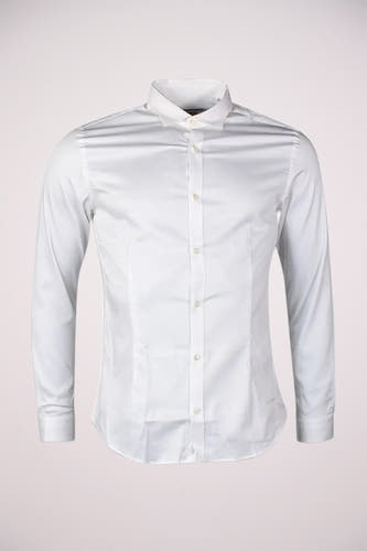 Wit overhemd met lange mouwen van PREMIUM by JACK & JONES, met knoopsluiting en klassieke kraag.