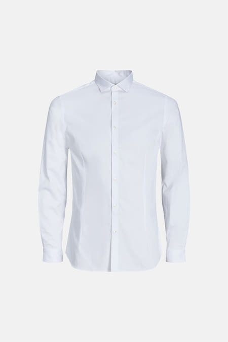 Wit overhemd met lange mouwen van PREMIUM by JACK & JONES, getailleerd model met knoopsluiting.