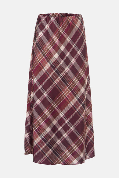 Bordeaux rok van Terra di Siena met geruit patroon in verschillende warme kleuren.