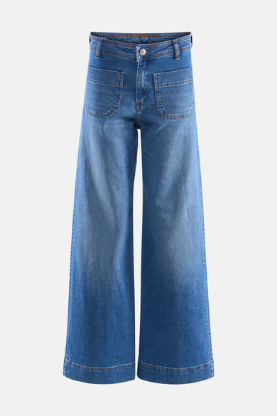Jean large KELLY de Lee Cooper® en denim bleu moyen, avec jambes larges et poches sur le devant.