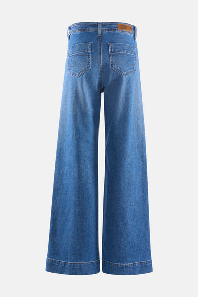 Jean ample en denim bleu de Lee Cooper® avec poches italiennes et étiquette de marque à l'arrière.