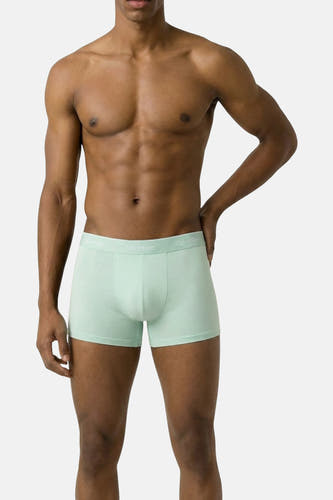 Lichtgroene slip van Calvin Klein, gedragen door een man met ontbloot bovenlichaam.
