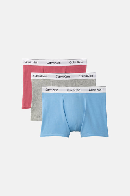 Slip gris Calvin Klein, montré de dos sur un homme au dos nu.