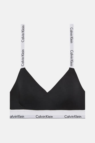 Zwarte beha van Calvin Klein met witte banden met logo.
