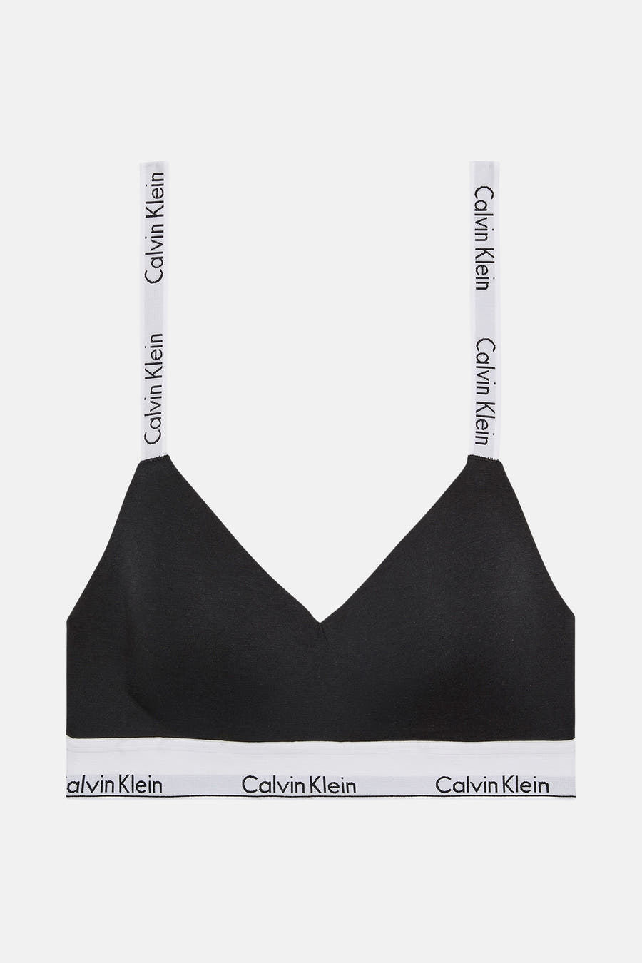 Zwarte beha van Calvin Klein met witte banden met logo.
