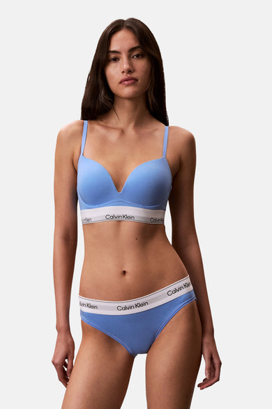Culotte bleue Calvin Klein avec une bande élastique blanche à logo.