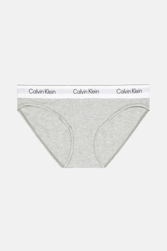 Grijze slip van Calvin Klein met een witte tailleband voorzien van het merklogo.
