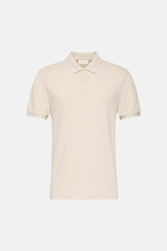 Ecru polo met korte mouwen van Calvin Klein Jeans, met een subtiel logo op de borst.
