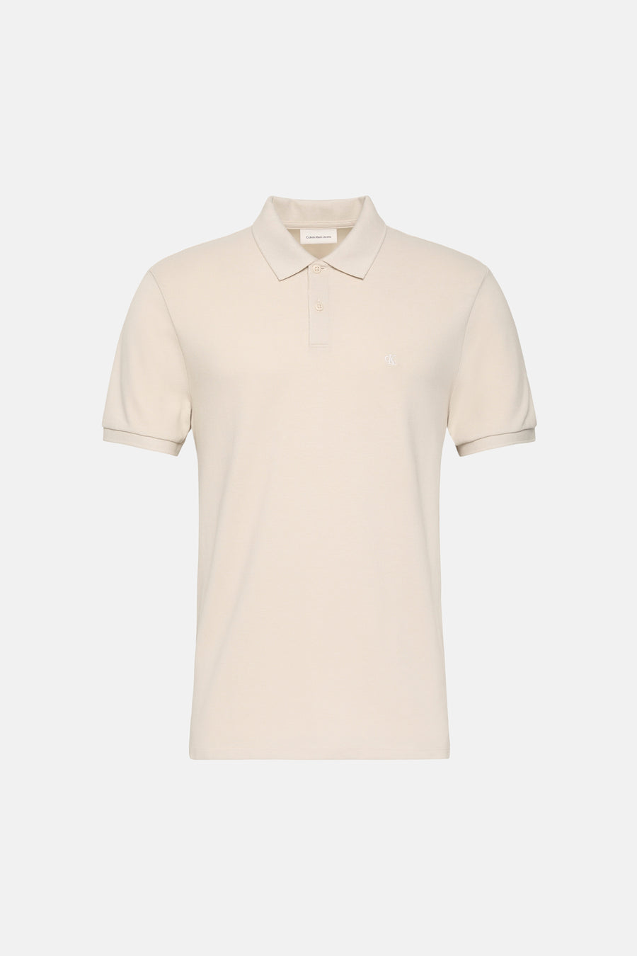 Ecru polo met korte mouwen van Calvin Klein Jeans, met een subtiel logo op de borst.

