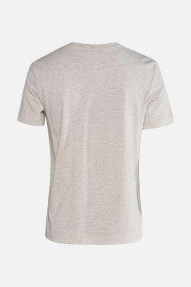 Beige T-shirt met korte mouwen van Calvin Klein, effen design met een zachte textuur, achterkant.
