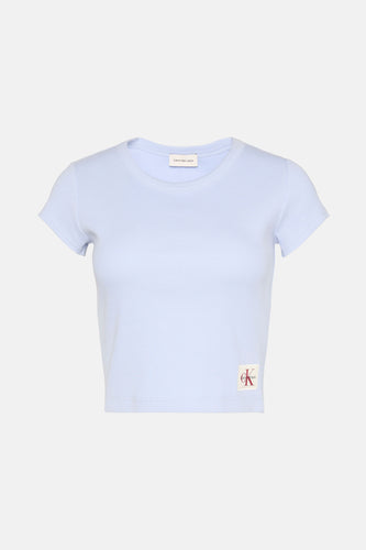 Lichtblauw ribgebreid Calvin Klein Jeans T-shirt.