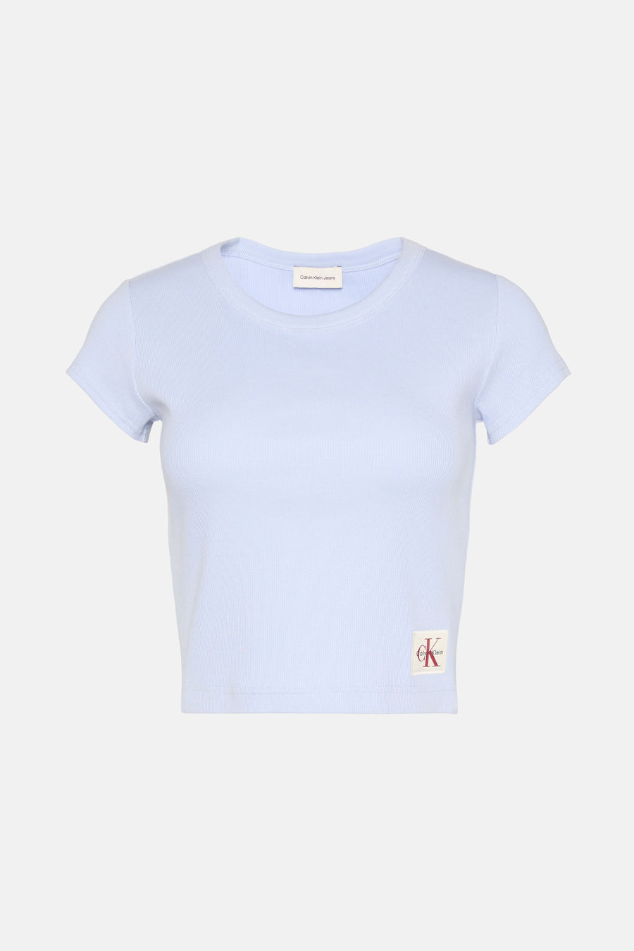 Lichtblauw ribgebreid Calvin Klein Jeans T-shirt.