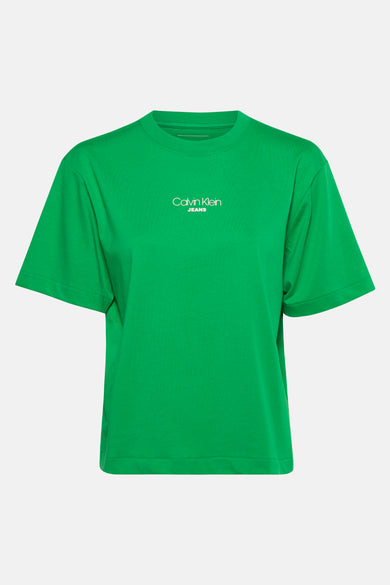Groen T-shirt met korte mouwen van Calvin Klein Jeans, met een wit logo in het midden.