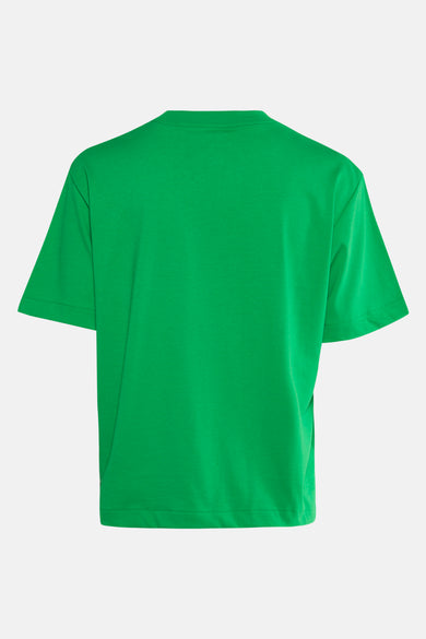 Groen T-shirt met korte mouwen van Calvin Klein, effen stof en een klassieke ronde hals.
