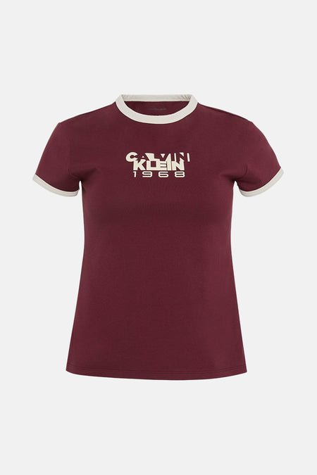 Top uni manche courte rouge - Calvin Klein