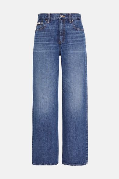 Blauwe straight jeans van denim van Calvin Klein, met klassieke zakken en een stonewash afwerking.