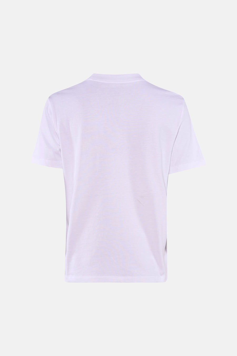 Wit T-shirt met korte mouwen van Calvin Klein, effen achterkant op een lichte achtergrond.
